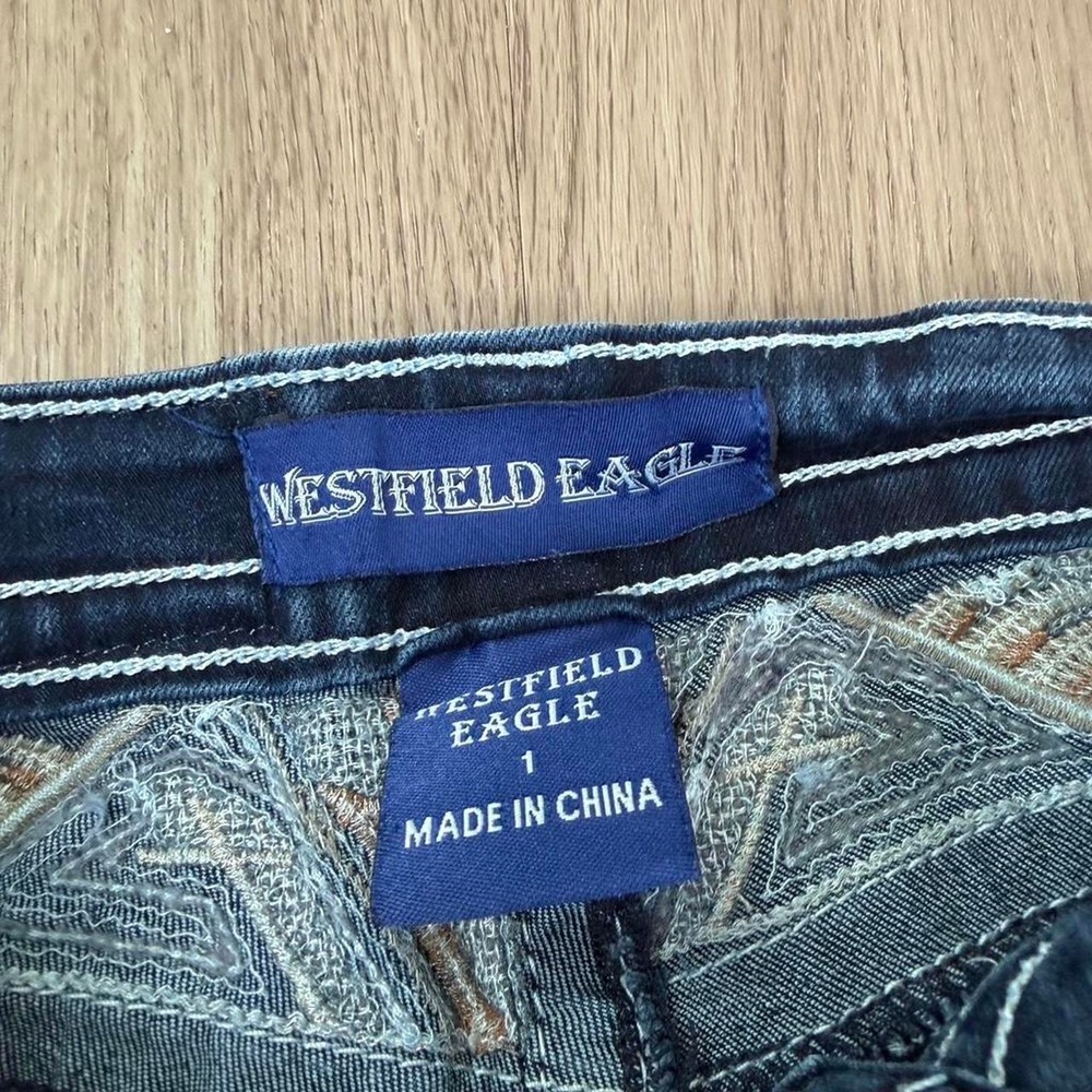 Westfield Eagle blue denim jeans with cross design on back pockets. Size: 1 - Picture 5 of 8